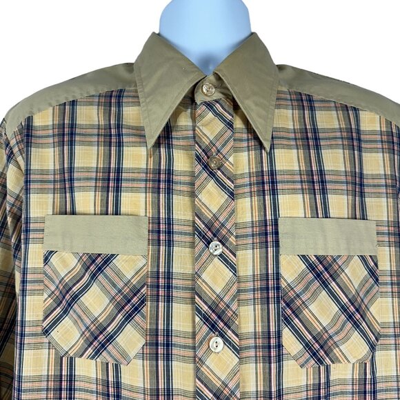 Kennington LTD Mens Plaid Button Down Shirt Sz 16.5 Vintage Western Long Sleeve - Picture 7 of 9